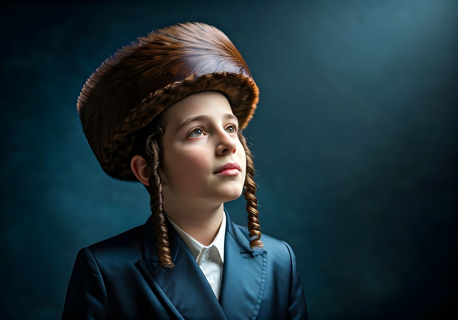 Young Jewish Boy with Sidelocks and Velvet Hat