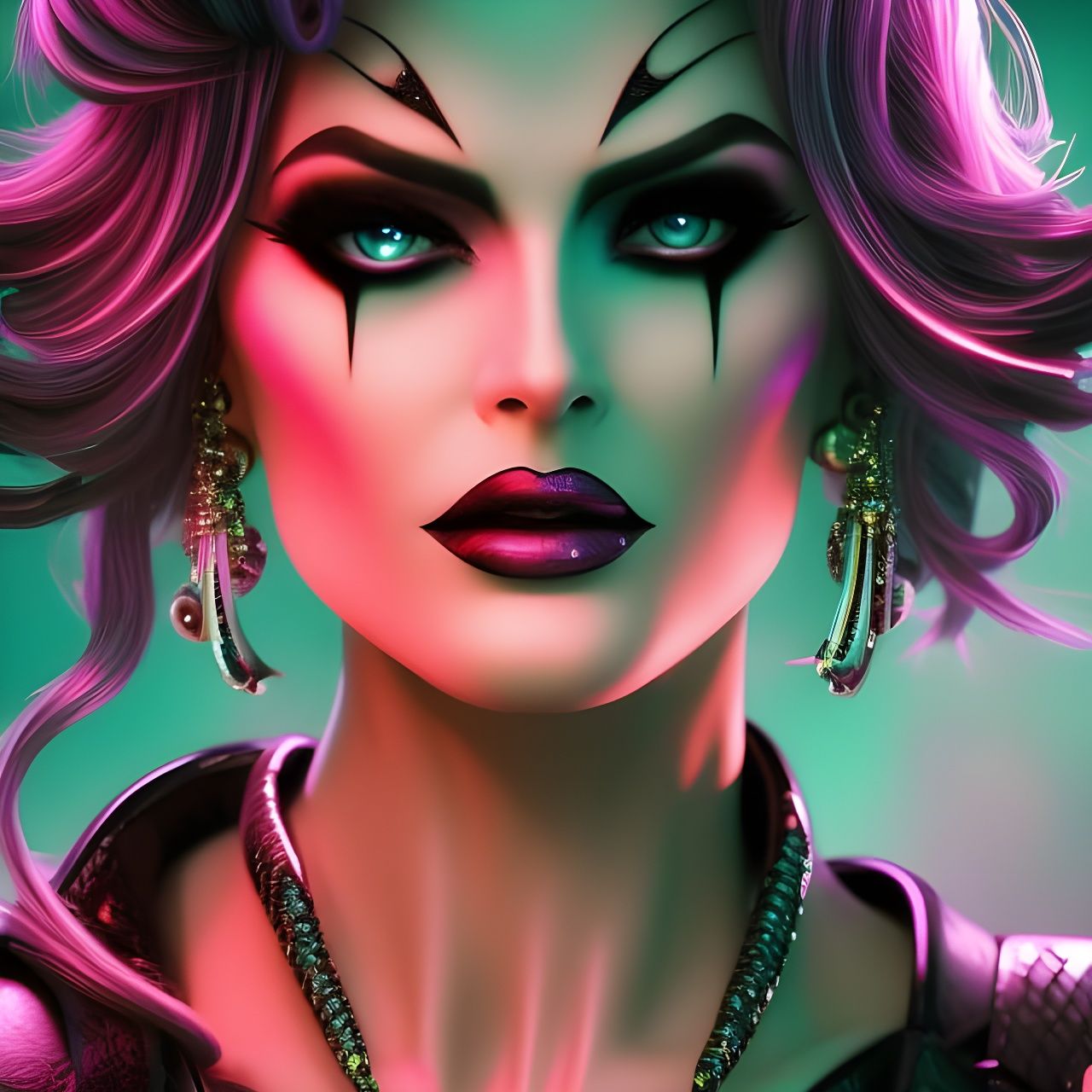 Neon Vampire in Hyperdetailed Synthwave Style