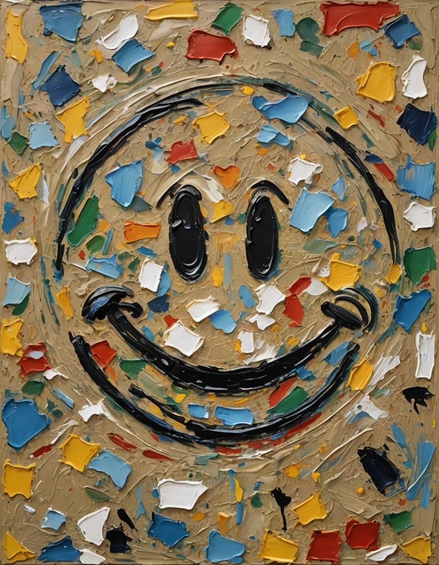 Smiley Face in Impasto Oil Painting Style