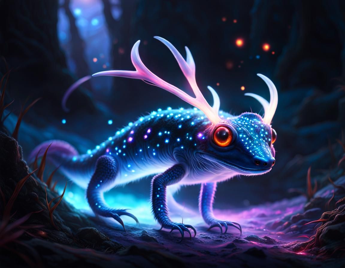 Adorable Furry Alien Creature with Bioluminescent Glow