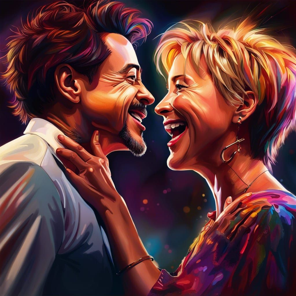 Robert Downey Jnr and Emma Thompson on Stage