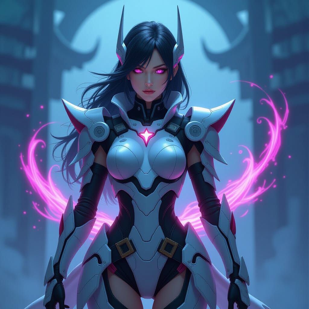 Summoner in Gundam-Style Biosuit with Fantasy & Death Accent...