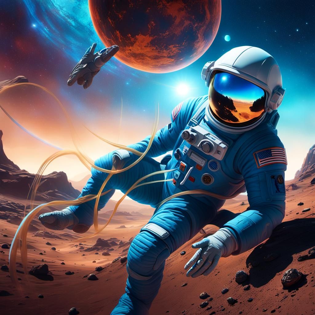 Astronaut Explores Alien Planet in Digital Painting