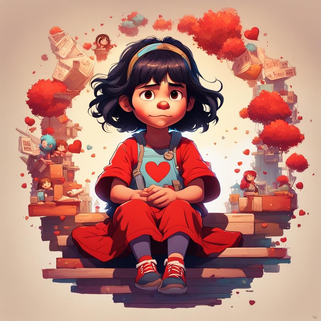 Mafalda on Heart, Digital Illustration
