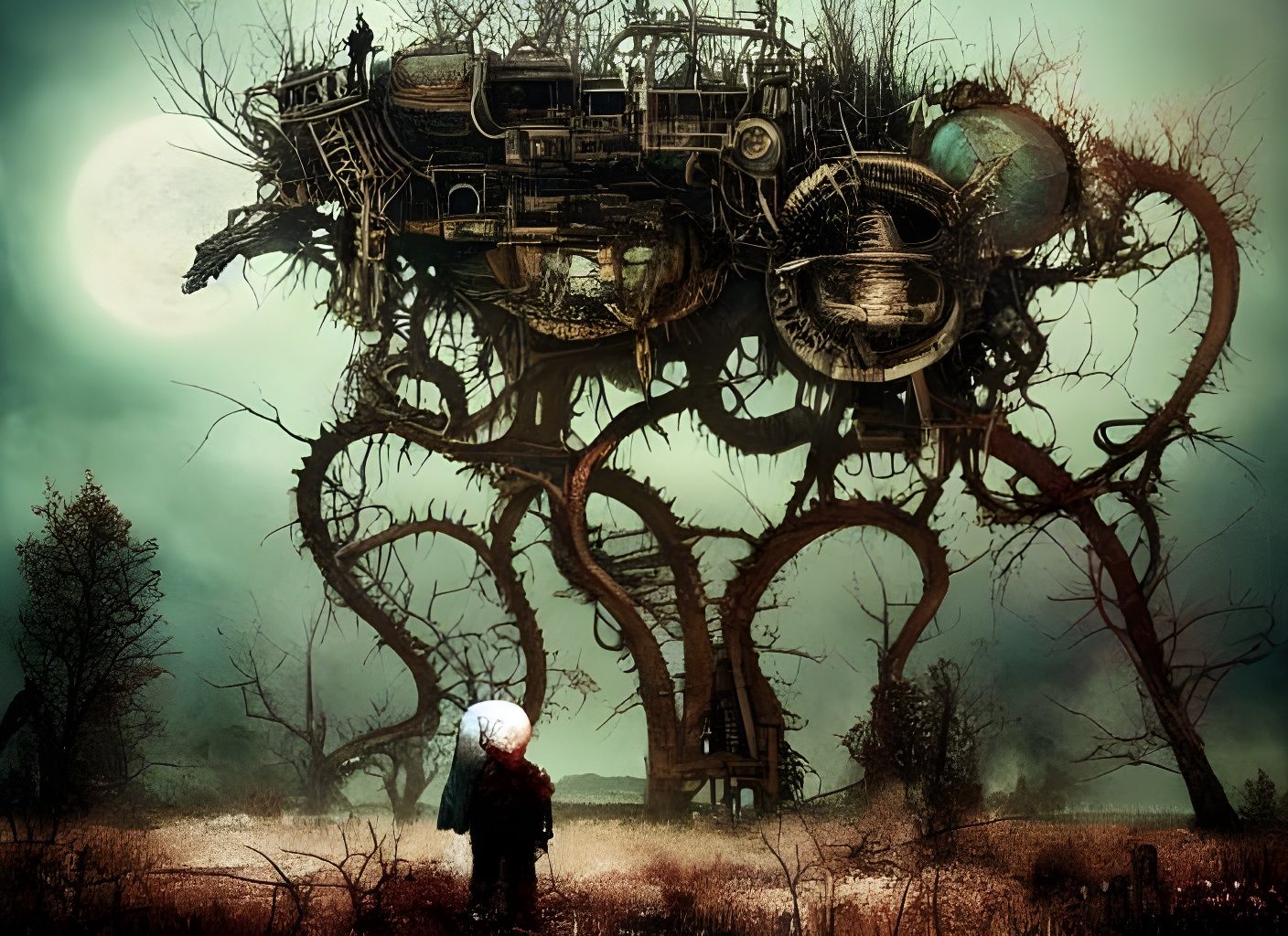 Vivid Post-Apocalyptic Earth Sunrise in Paranormalpunk Style