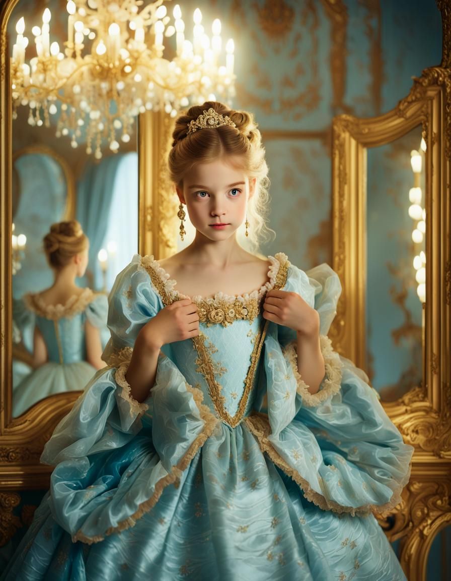 Rococo Princess Portrait in Opulent Dressing Room