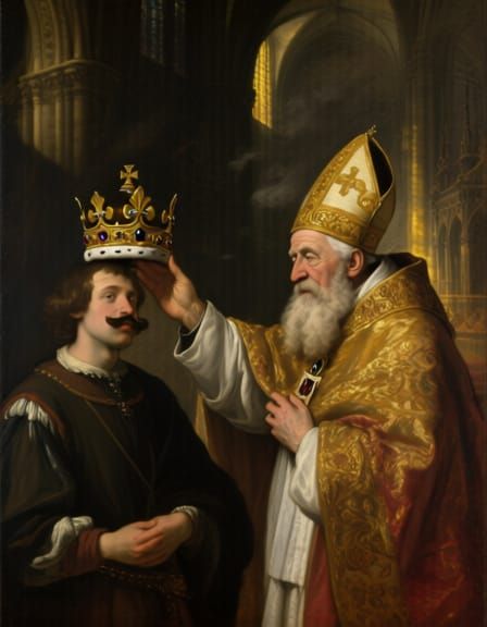 Pope Crowns Charlemagne Emperor in Grand Cathedral