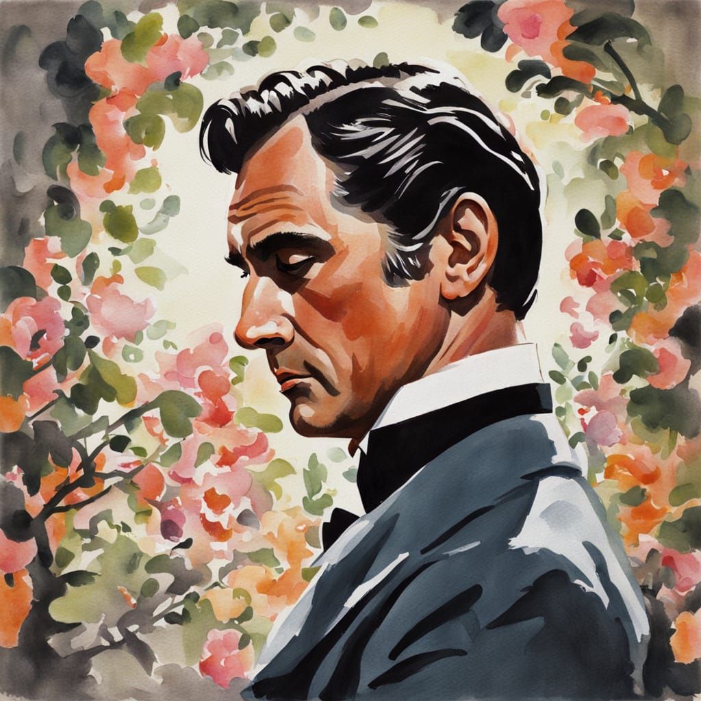 Elegant Southern Belle in Gouache Portrait