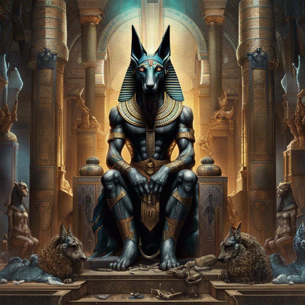 God Anubis in Glorious Egyptian Temple