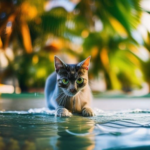 Cat on Tropical Beach: Professional Photography