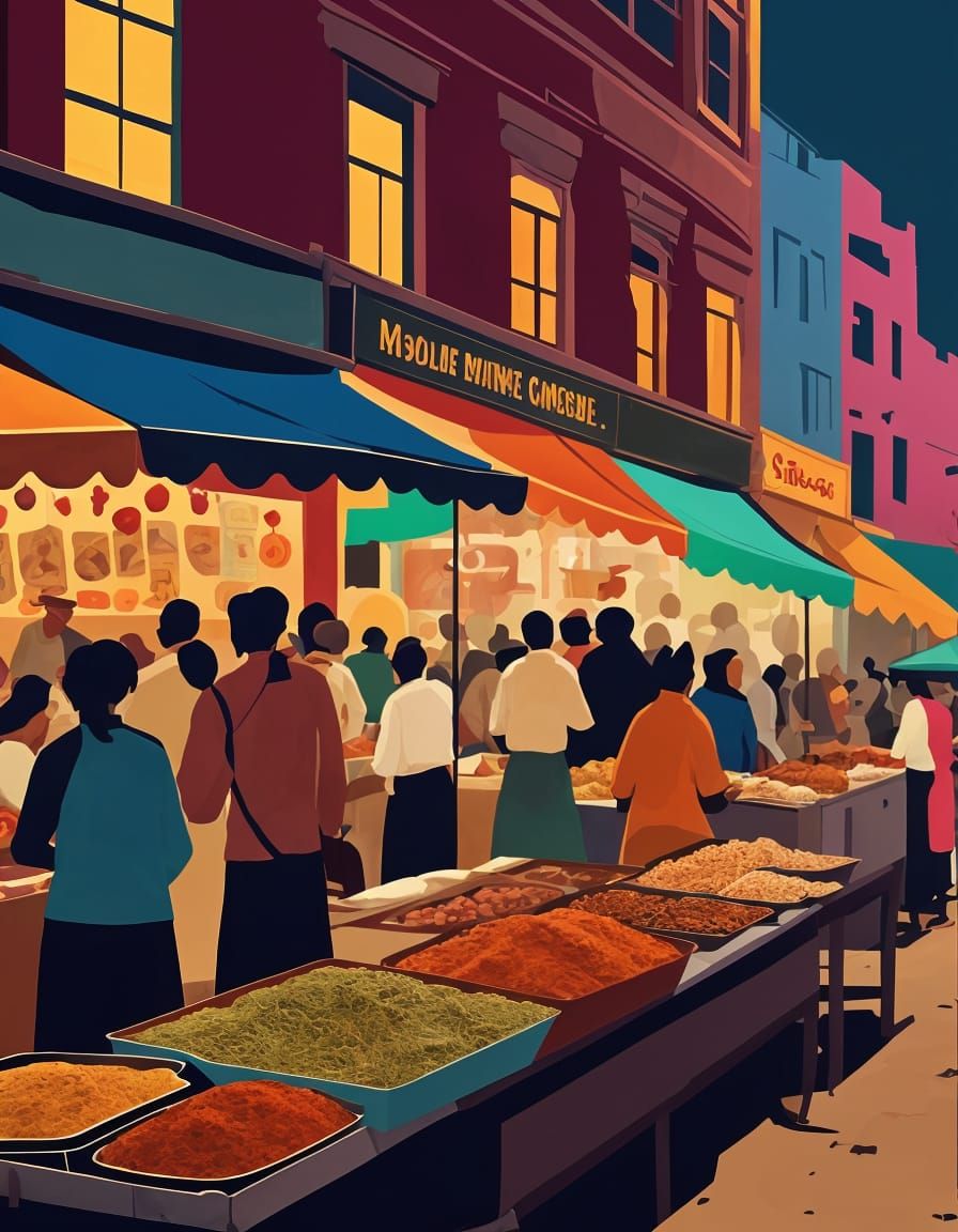 Busy street foods market