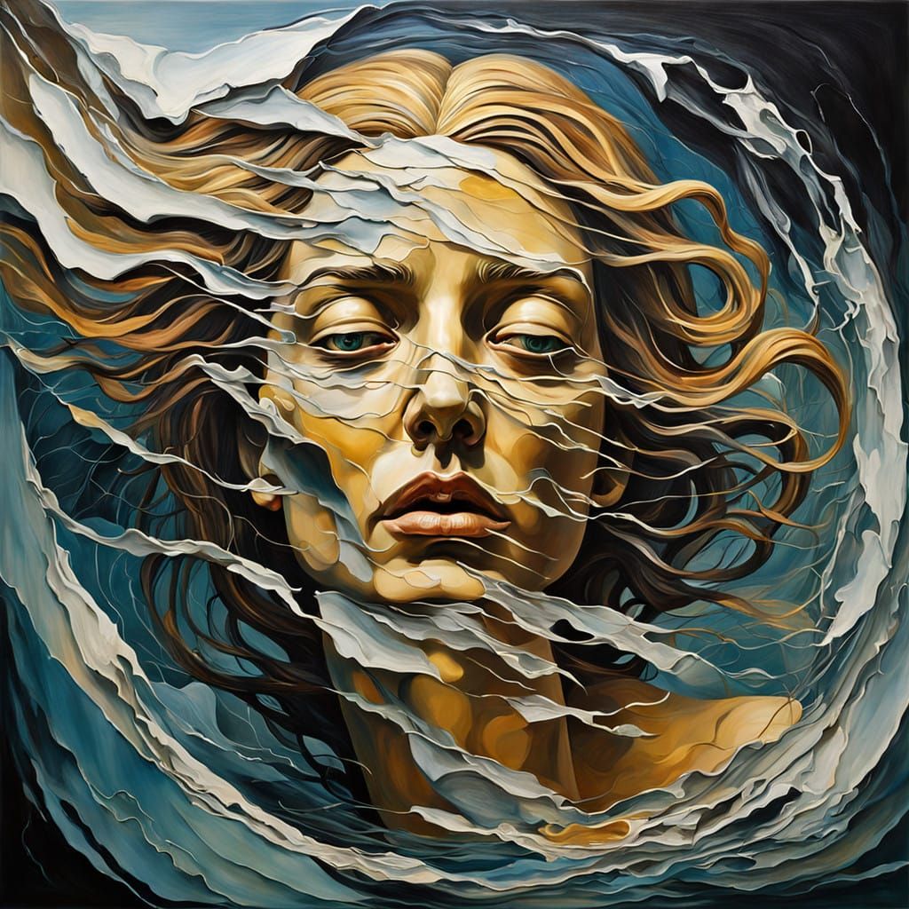 Surrealist Portrait in Golden Haze