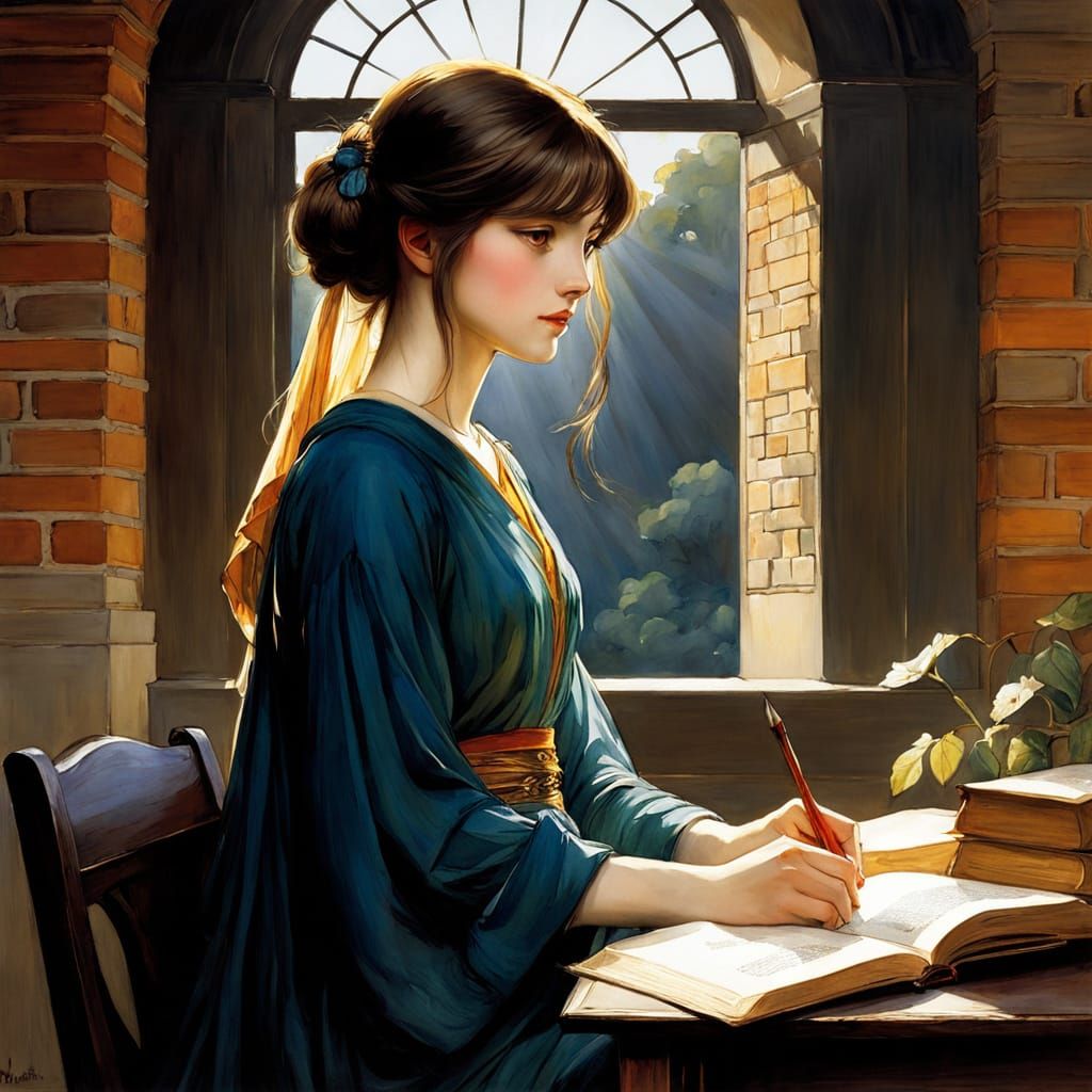 Ethereal Scholar in Chiaroscuro Light