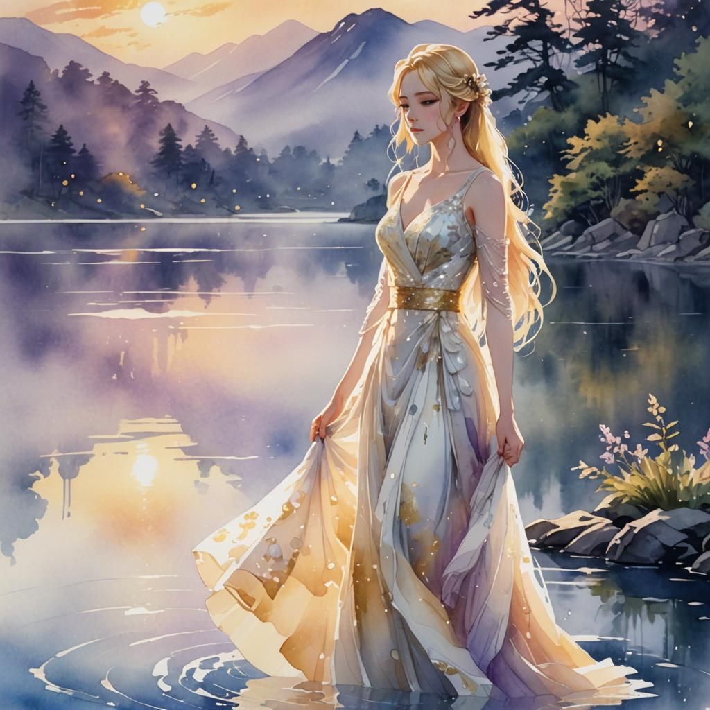 Anime Bride in Japanese Watercolor Style