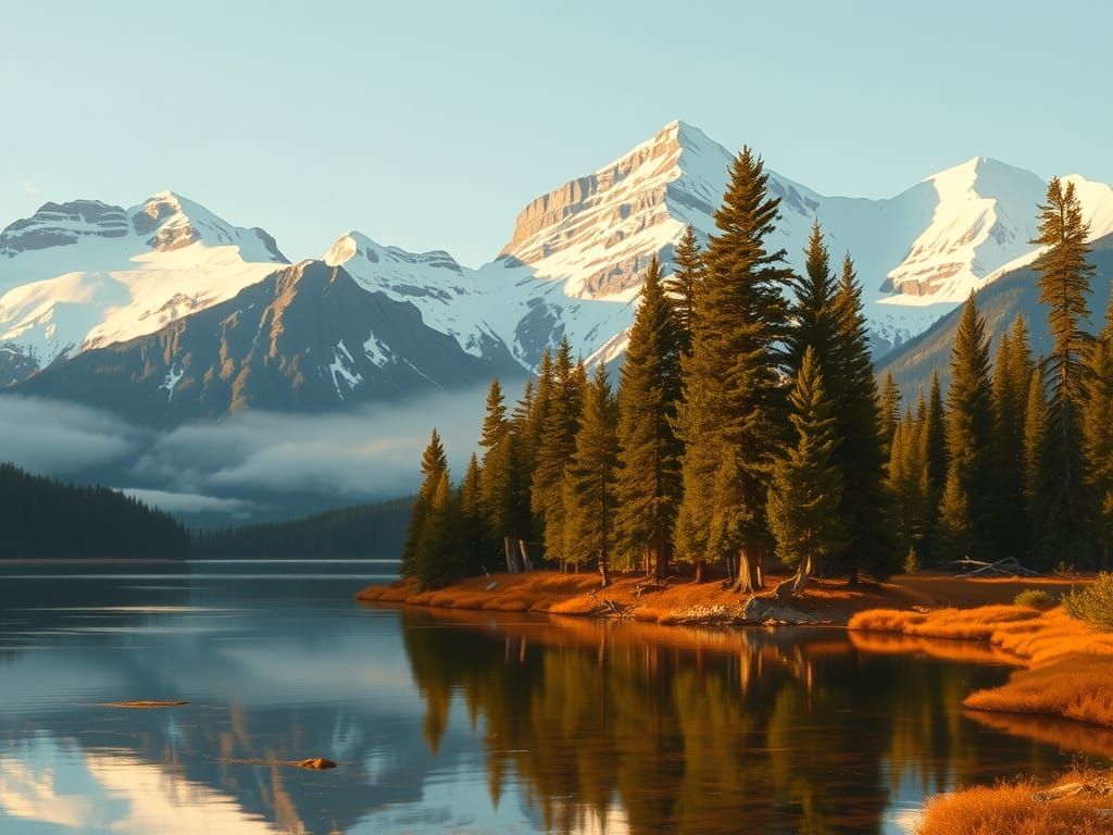 Majestic Athabasca Landscape in Warm Golden Light