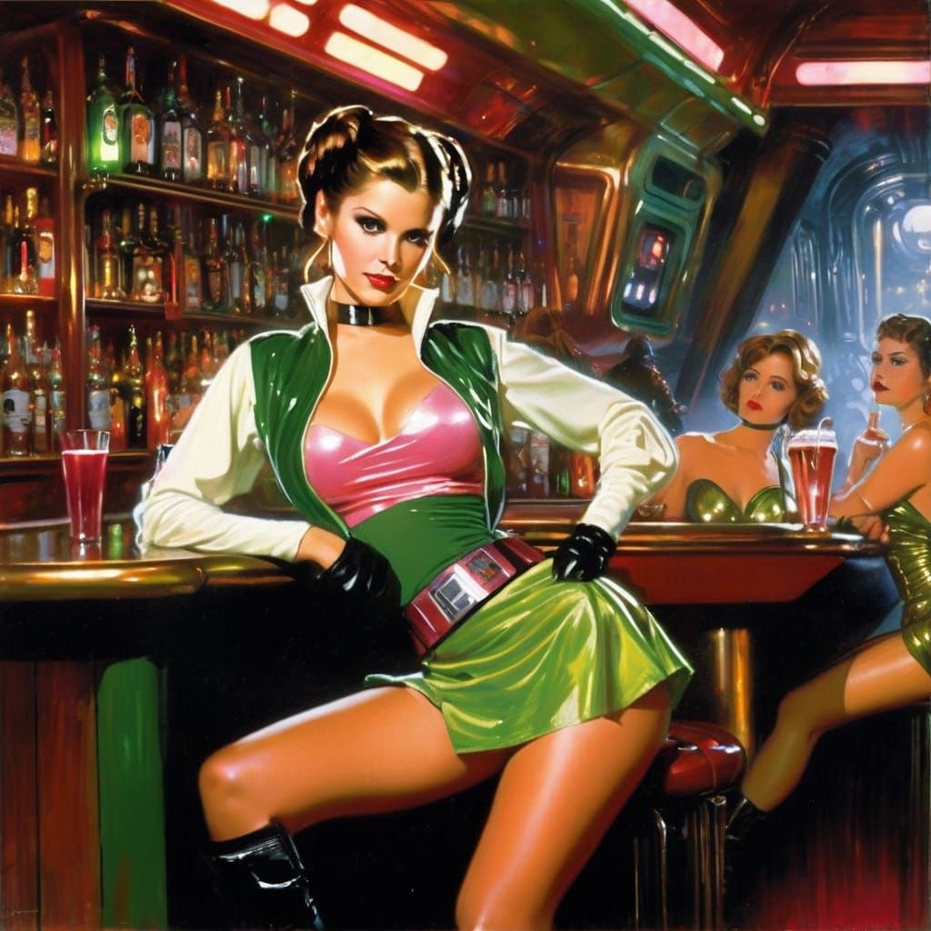 Glamorous Princess Leia in Star Wars Cantina