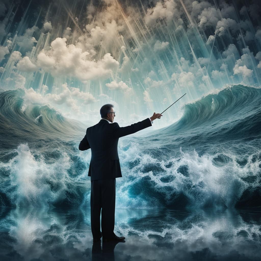 Holographic Ocean Double Exposure Art