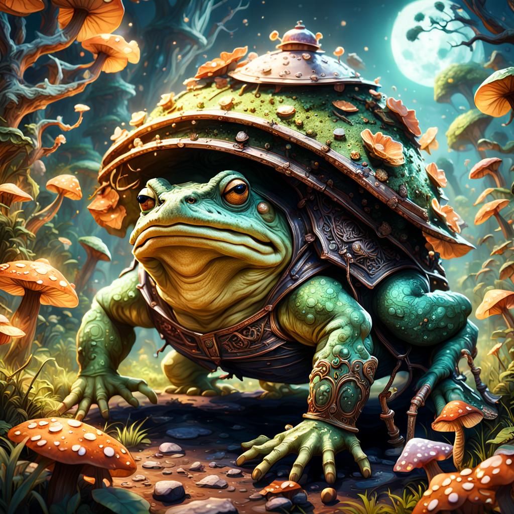 Giant Toad with Lantern Staff: Fantasy Concept Art
