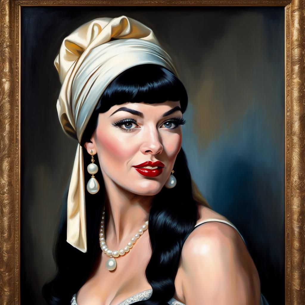 Bettie Page as Girl With Pearl Earring