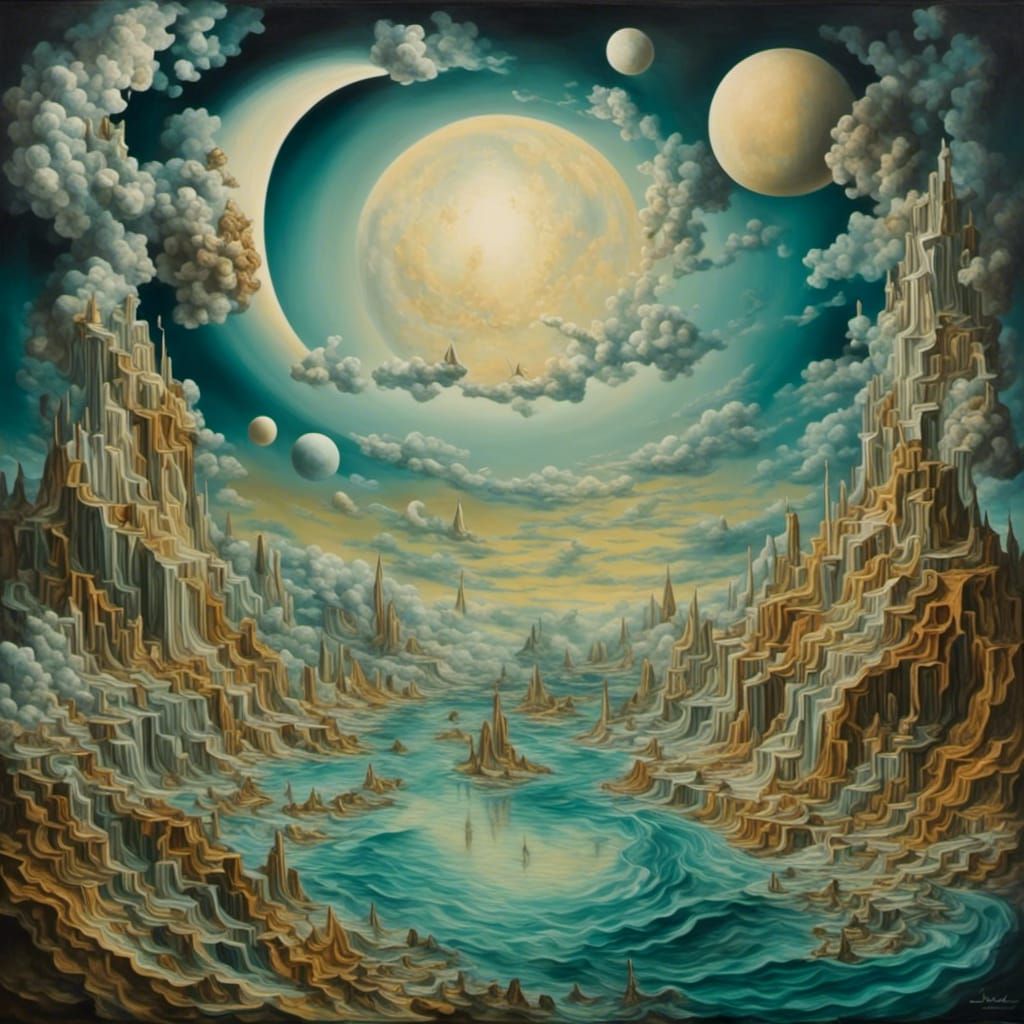 Surreal Moon River in Salvador Dali Style