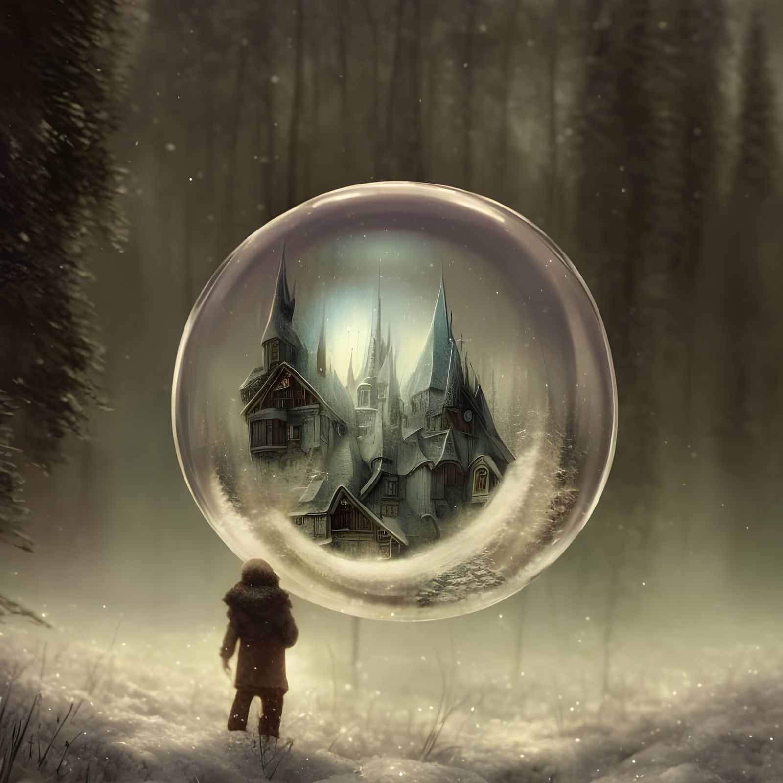 Father Frost Portrait in Crystal Snowglobe