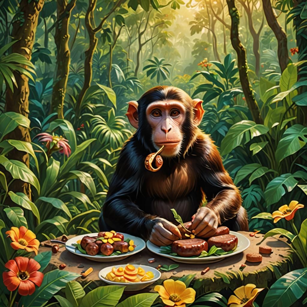 Monkey's Jungle Breakfast: Concept Art in Vibrant Colors
