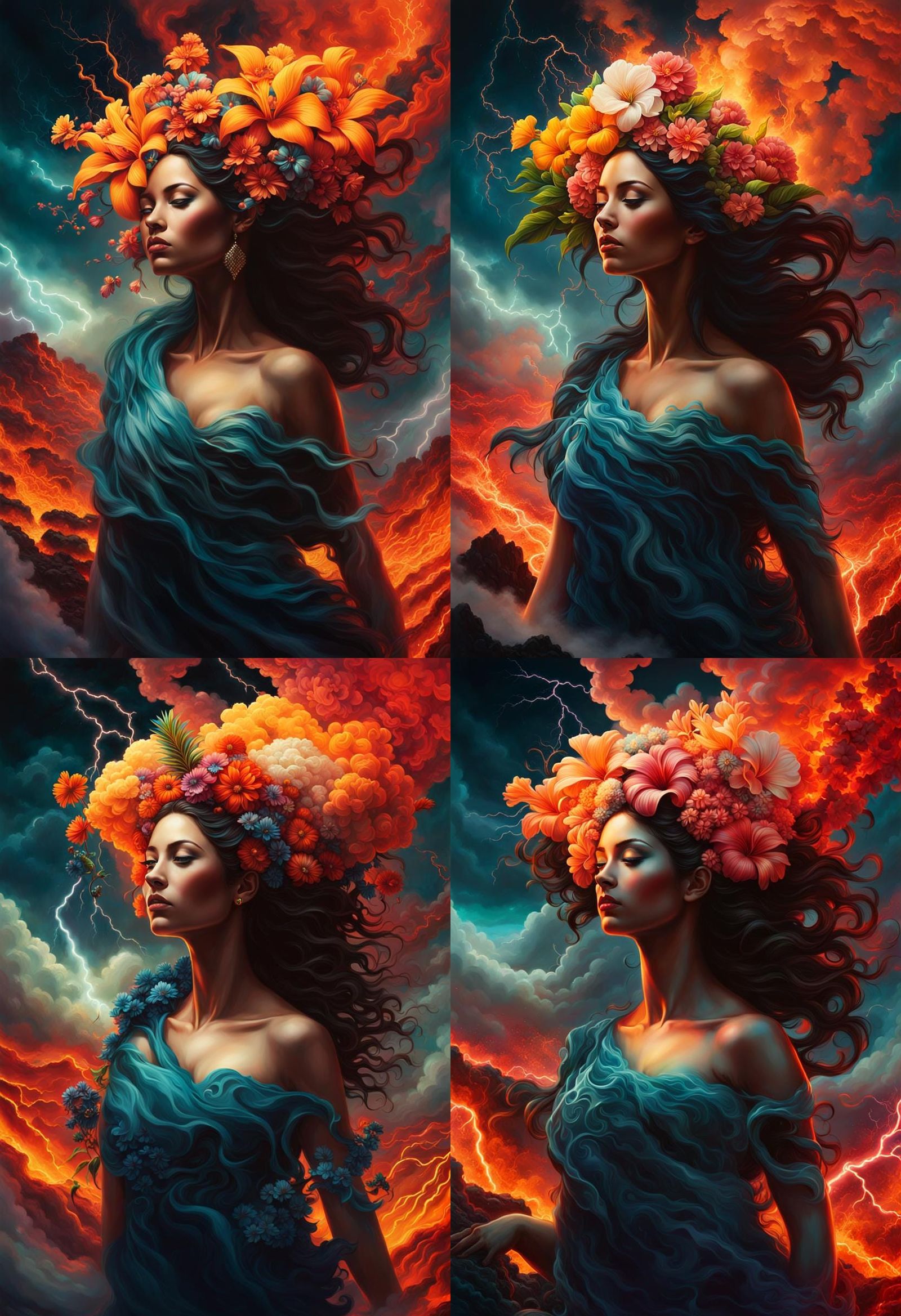 Pele and Hiiaka: Hawaiian Goddesses on Lava