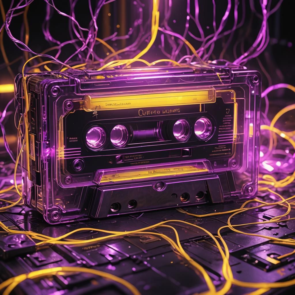 Glowing Uranium Cassette in Antique Tape Deck