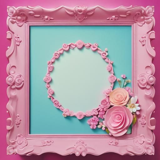 Pink Swirls and 3D Paper Flowers in Digital Art