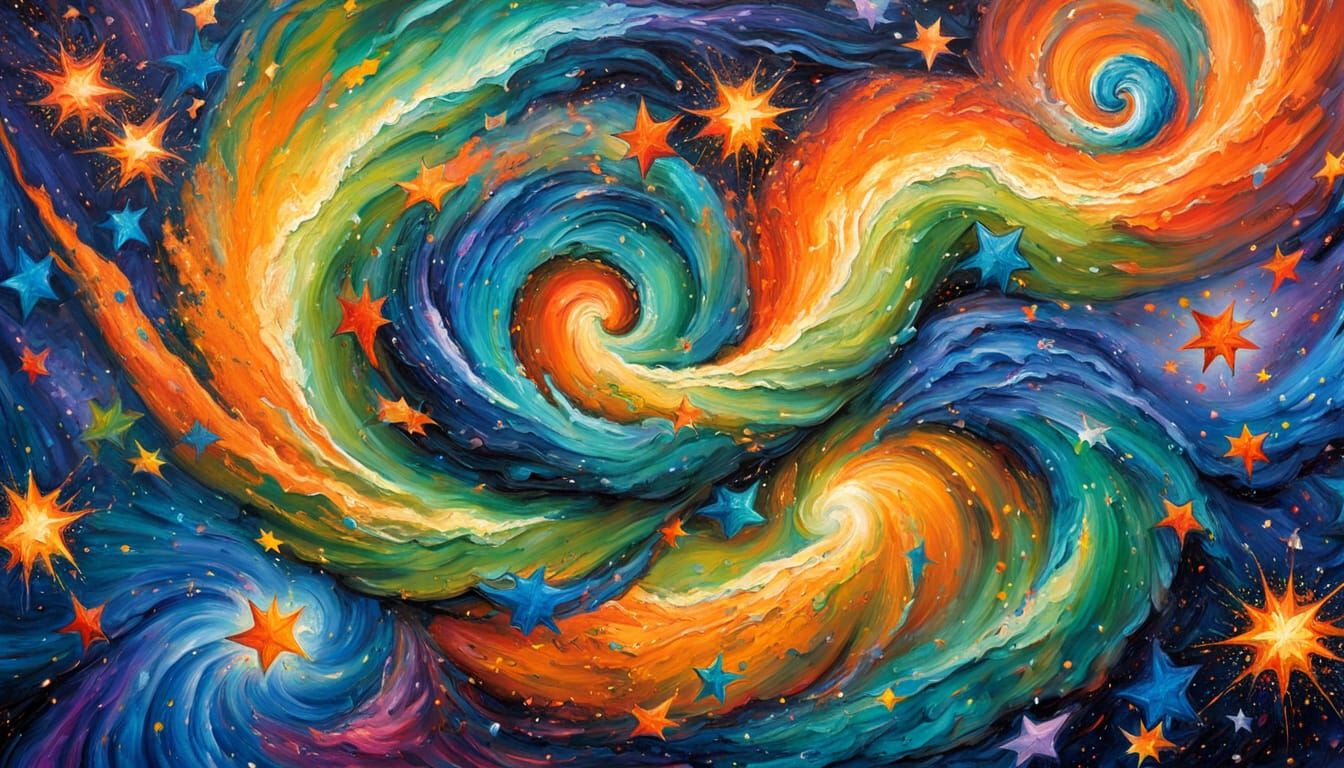 Colorful Starscapes: Vast Vortexes in Expressionist Style