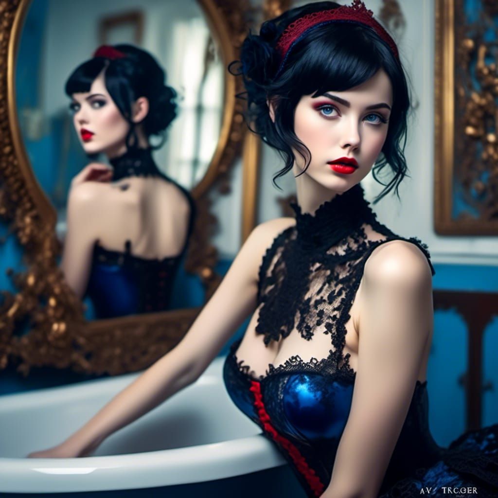 Gothic Portrait of a French Woman in Lingerie