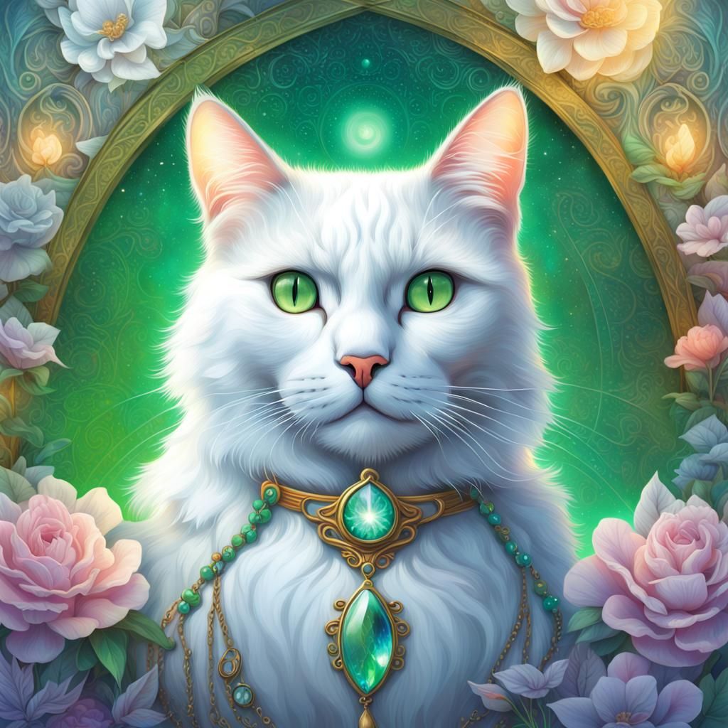 Beautiful White Cat, Portrait