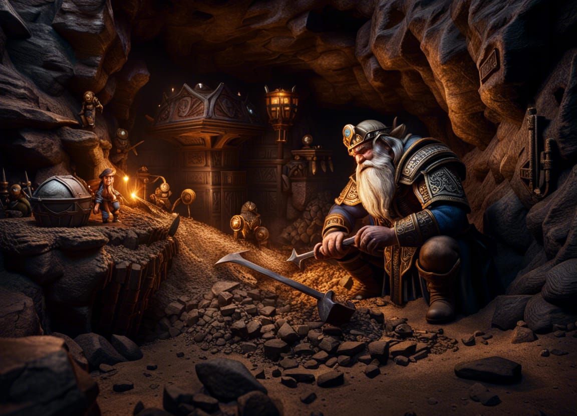 Dwarven Archaeologist at Troll Dig Site in Warcraft Style