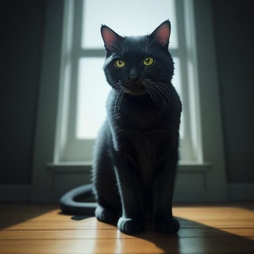 Cinematic Cat Portrait with Film Grain Effects