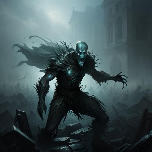 Translucent Ghostly Creature in Horror Style