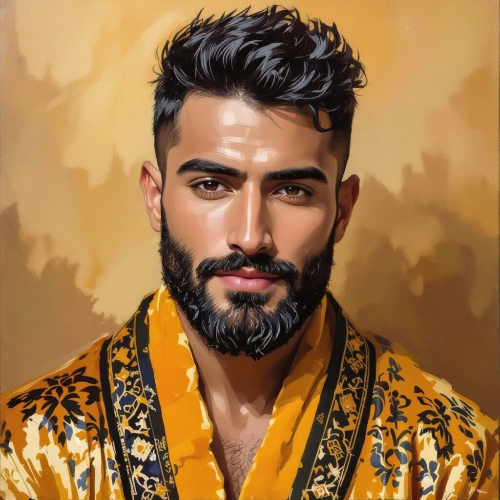 Impressionist Portrait of a Man in Golden Robe