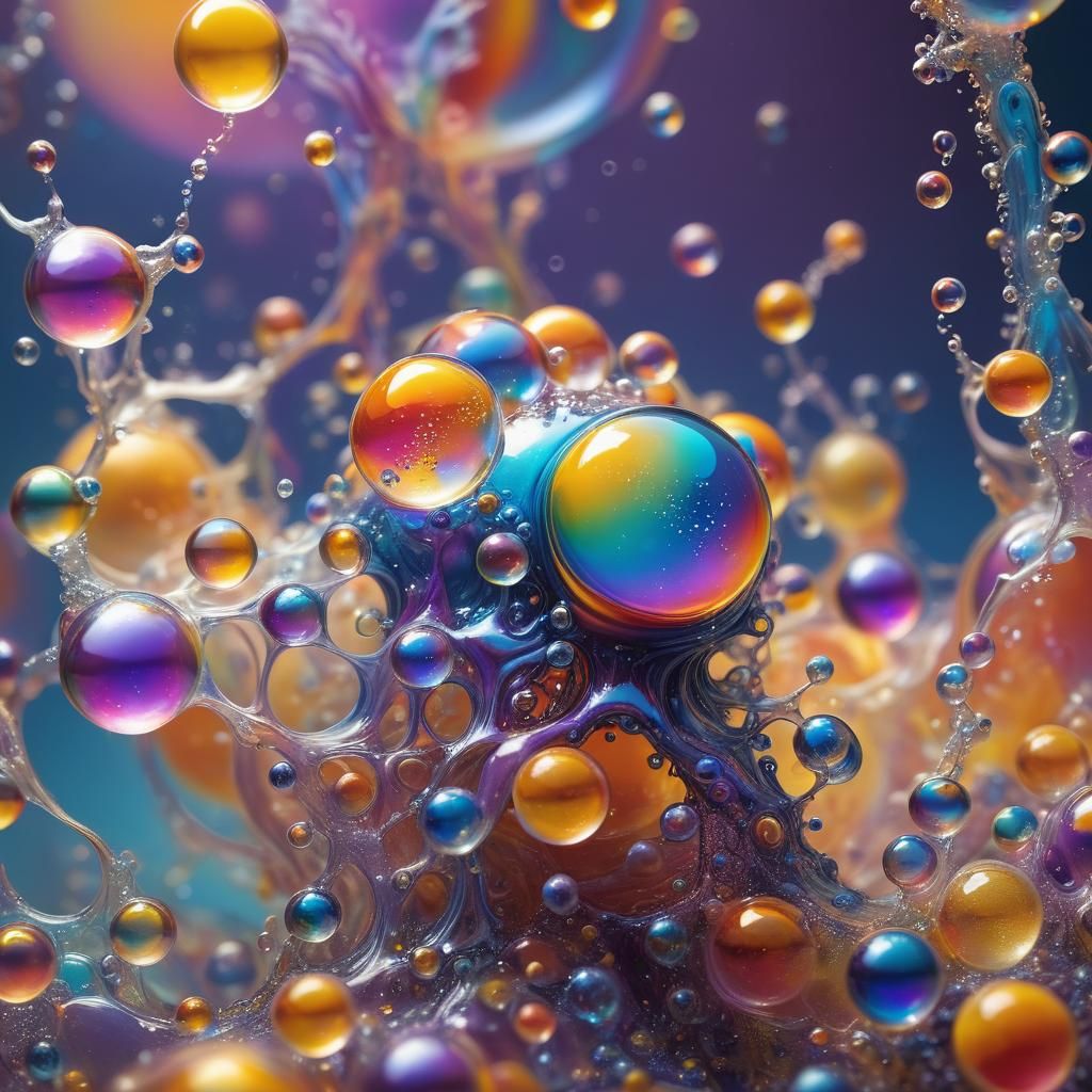 Iridescent Bubble Creature in Surrealist Splash Art