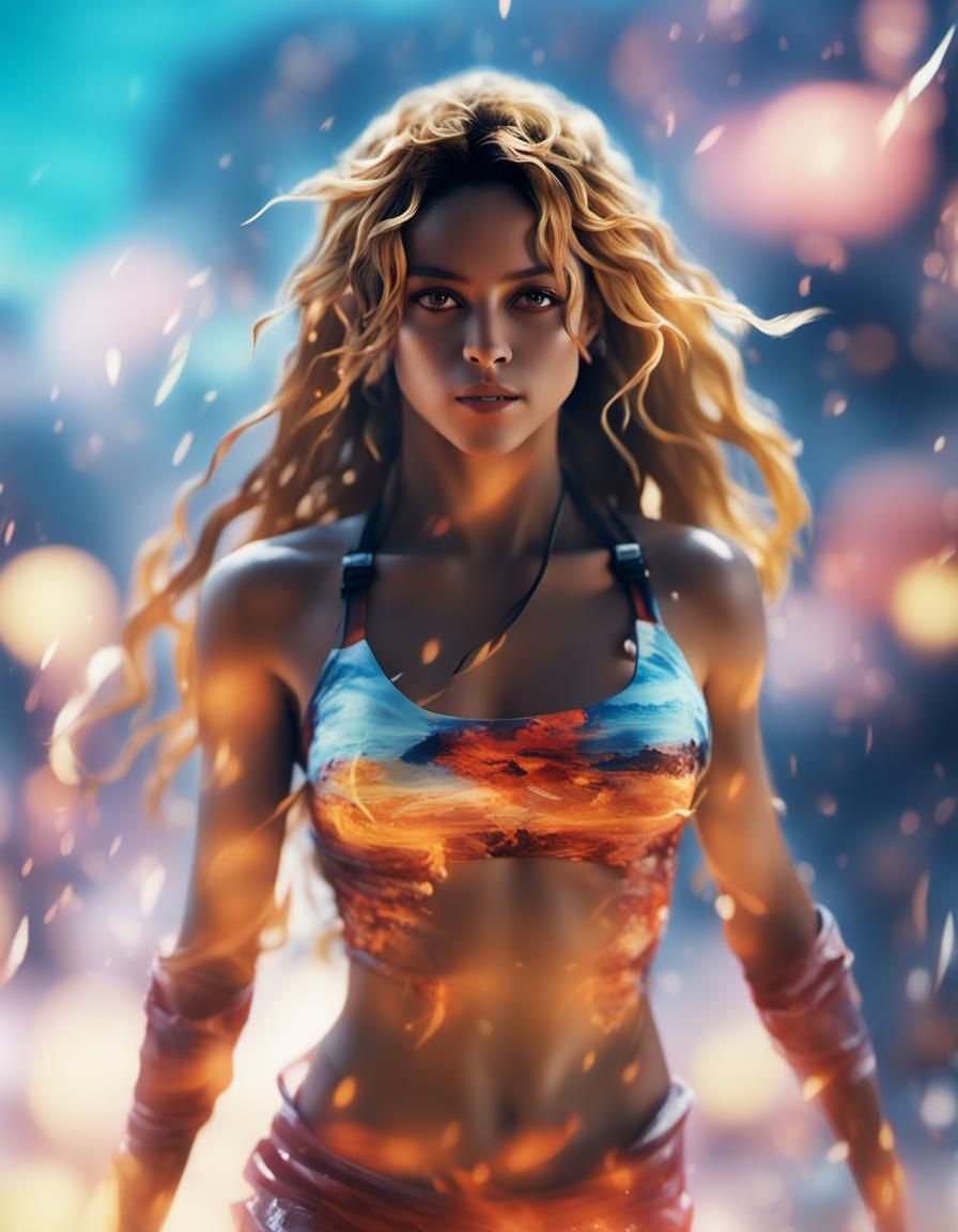 one piece nami style, walking , blurry background , double exposure, cinematic style and expression..