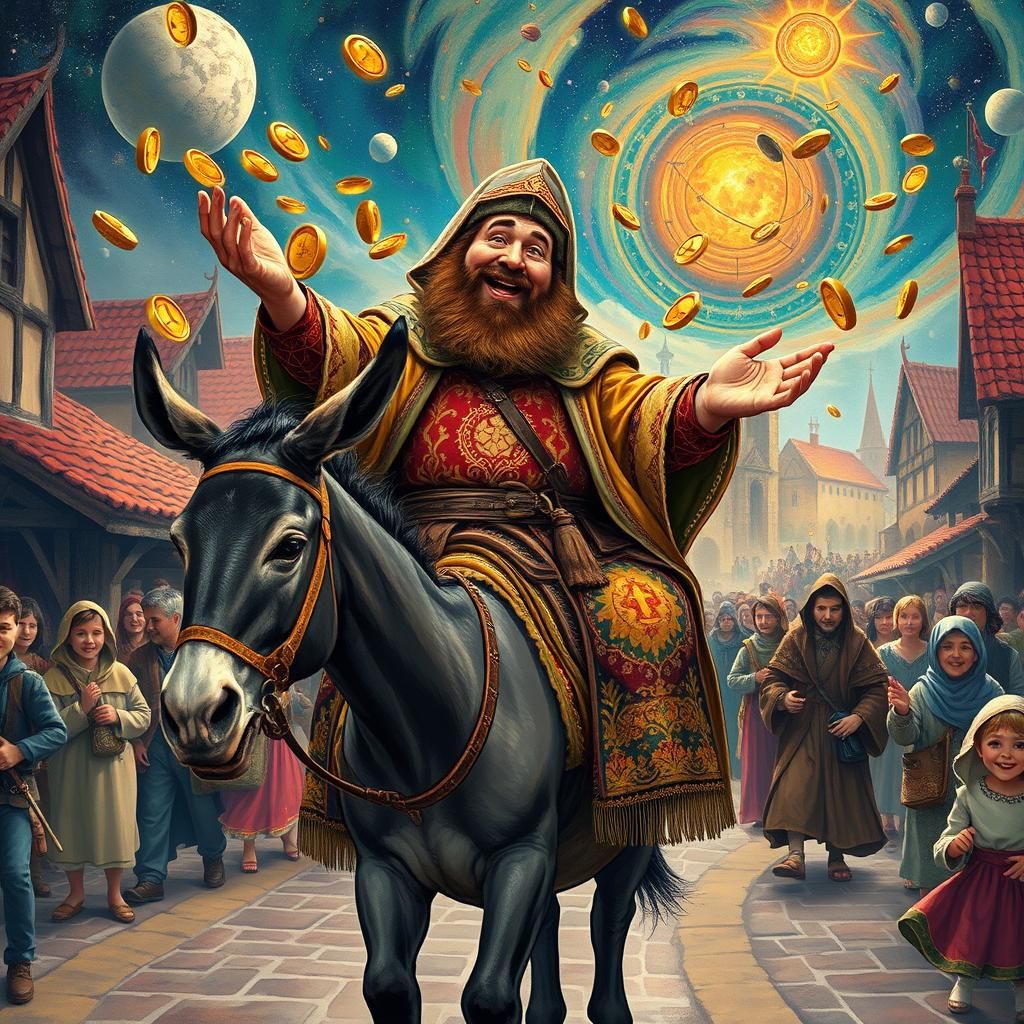 Medieval Man Shares Gold in Cosmic Village