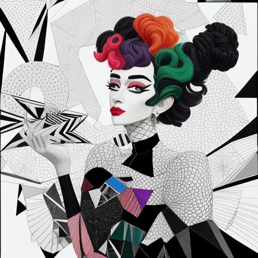 Geometric Serpents: Dada Collage in Black and White