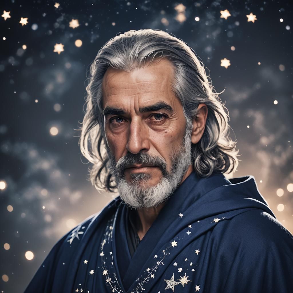 Ouranos, Greek God of the Sky, in Ethereal Portrait