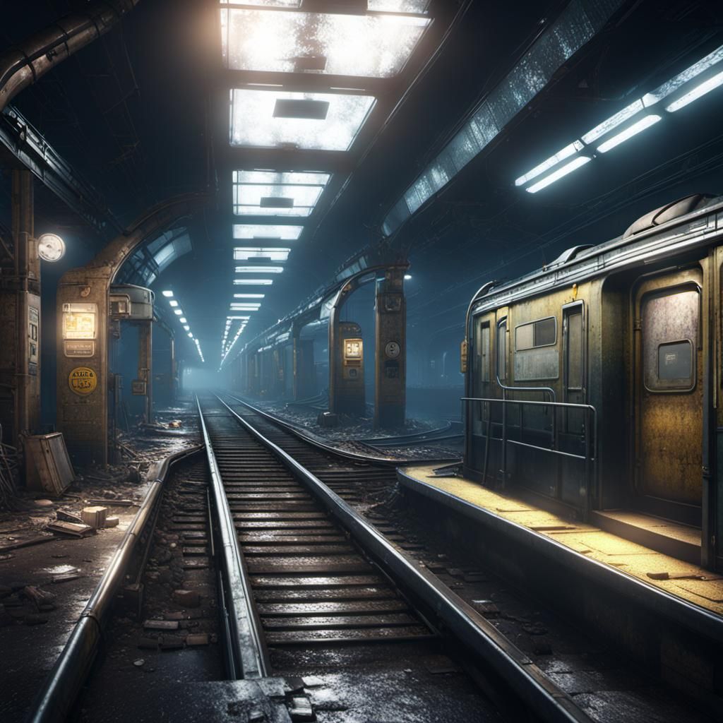 Abandoned Subway at Night in 3D Cinematic Style