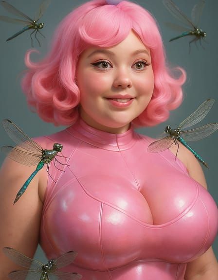 Bubblegum Princess with Dragonflies in 3D Anime Style