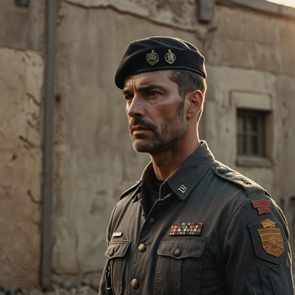 Powerful Military Man in Cinematic Lighting