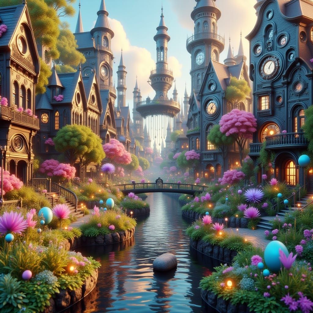 Steampunk Child Gazing at Cityscape