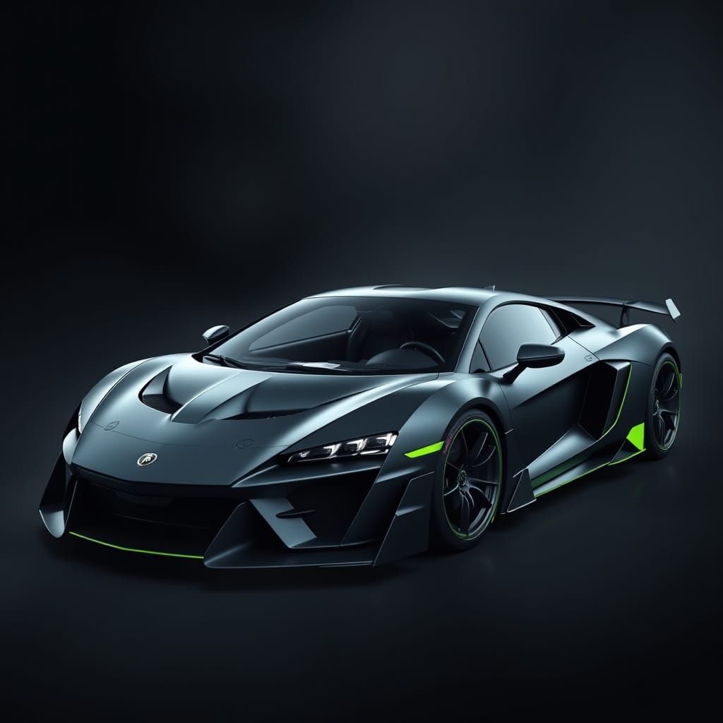 Lamborghini Audi Hybrid Supercar in Futuristic Matte Black