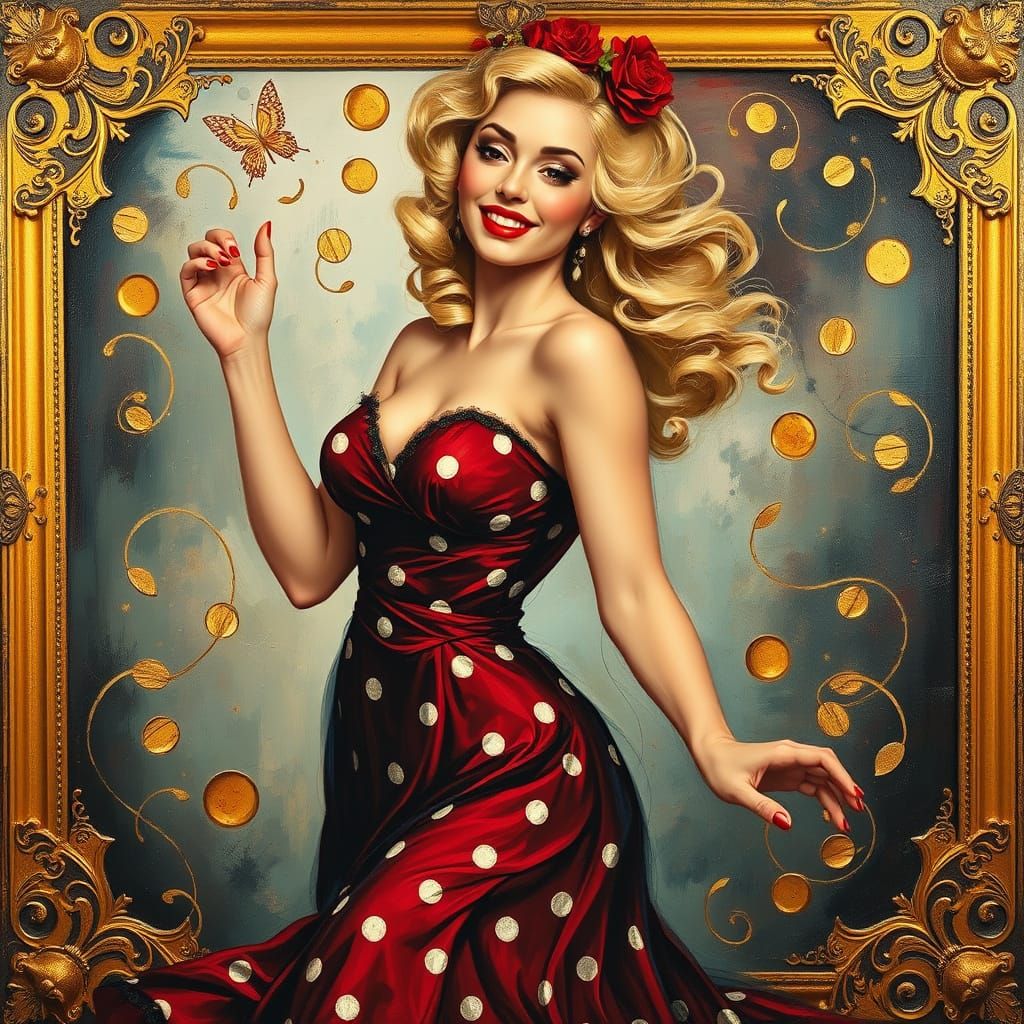Rockabilly Pin-Up Dancer in a Dreamlike Setting
