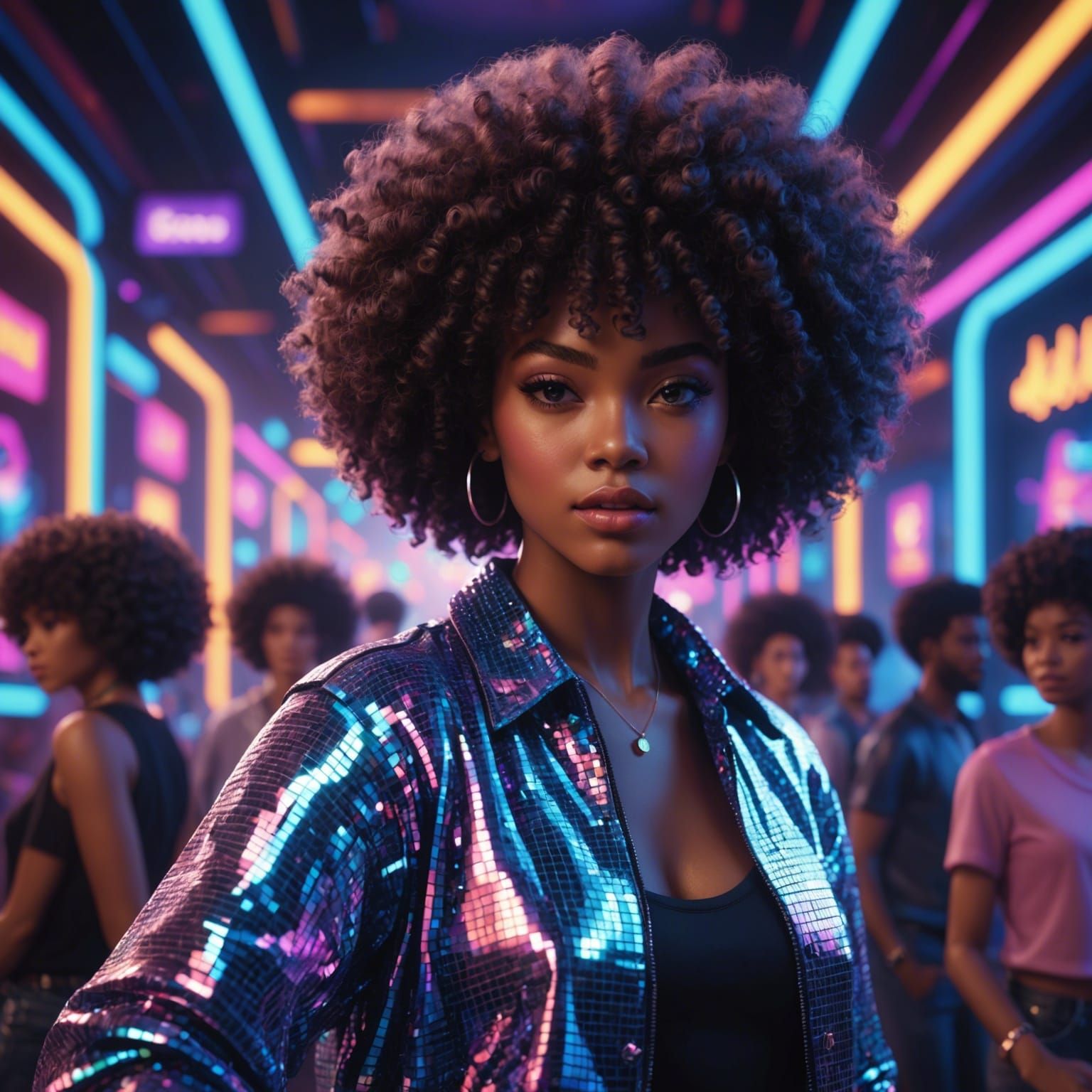 Disco Dancer in 60s Anime Art Style