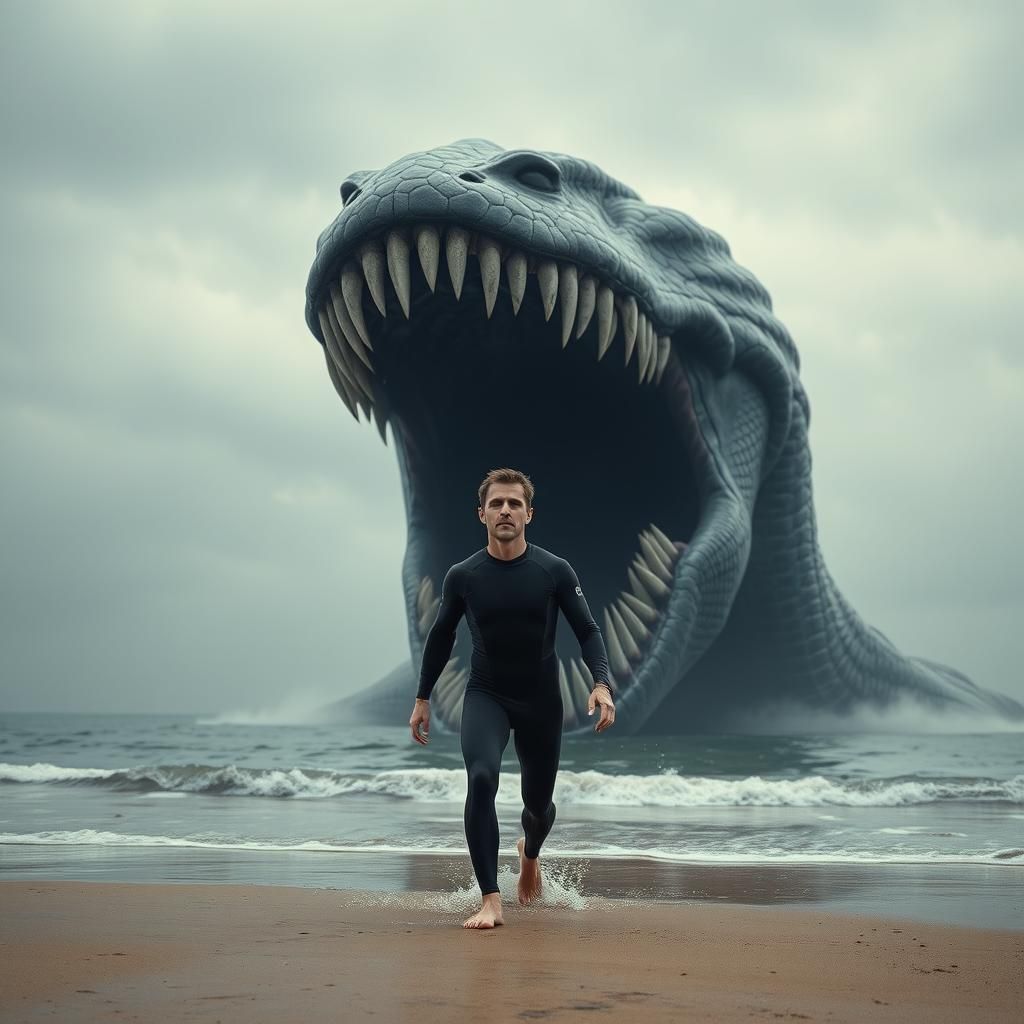 Eldritch Sea Monster Horror on a Desolate Beach