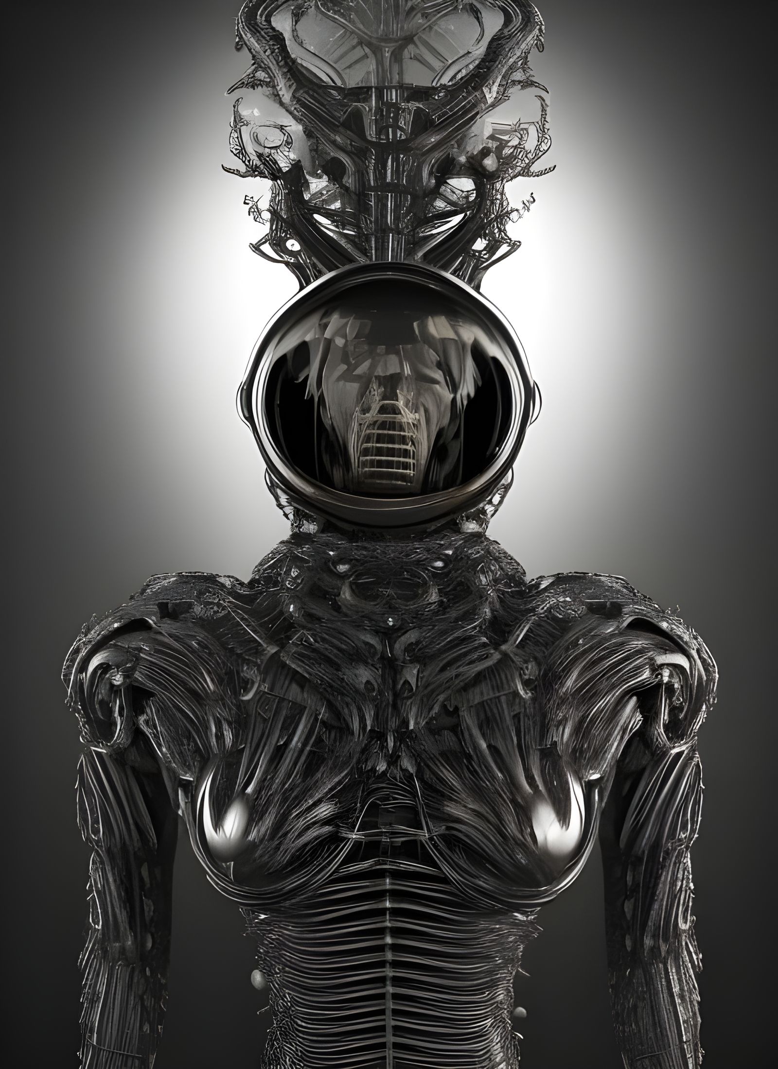 Ethereal Liquid Humanoid in Retro Astronaut Suit